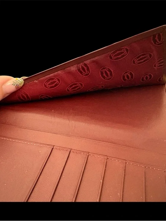Cartier Burgundy Leather Long Wallet with Gold Corner Accents EUC - Picture 5 of 5